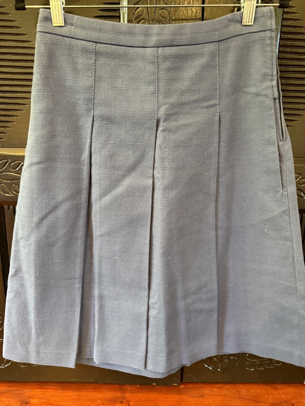 Piazza Sempione Slate Blue A-Line Pleated Skirt